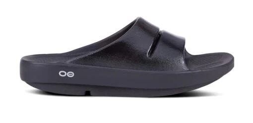 OOfos Women’s OOahh Luxe Slide Sandal (Black) -Hoka Store 1101BLK shot1 932x680 26a1c598 c784 4b05 98e8 bea7fccf0a67