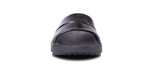 OOfos Women’s OOahh Luxe Slide Sandal (Black) -Hoka Store 1101BLK shot3 932x680 589b2847 223a 433d 9f9f 878a4964ca11