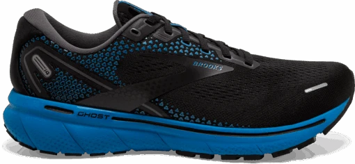 BROOKS Men's Ghost 14 (056 - Black/Blackened Pearl/Blue) -Hoka Store 110369 056 L Ghost 14
