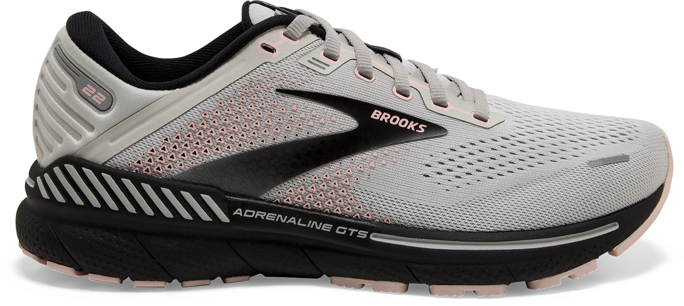 BROOKS Women's Adrenaline GTS 22 WIDE (035 - Grey/Rose/Black) 1 BROOKS Women's Adrenaline GTS 22 WIDE (035 - Grey/Rose/Black)
