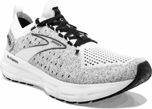 BROOKS Men’s Glycerin Stealthfit 20 (135 - White/Grey/Black) -Hoka Store 2140E548 69F0 4440 AED2 8F6BD5F8F056