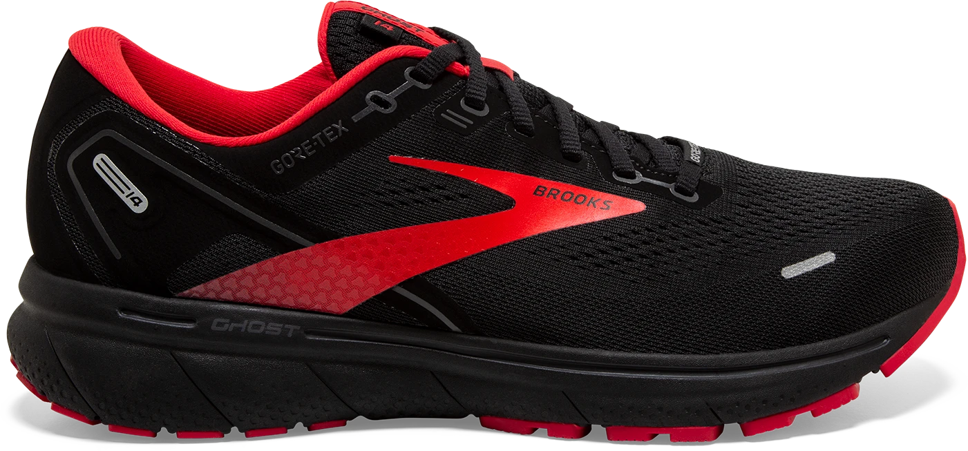 BROOKS Men's Ghost 14 GTX (004 - Black/Blackened Pearl/High Risk Red) 1 BROOKS Men's Ghost 14 GTX (004 - Black/Blackened Pearl/High Risk Red)