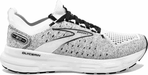 BROOKS Men’s Glycerin Stealthfit 20 (135 - White/Grey/Black) -Hoka Store B62C02FA 2F80 4346 8483 669A47526A8E
