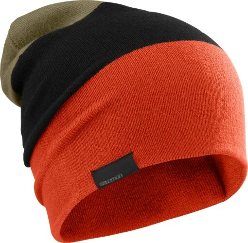 Salomon Flatspin Reversible Beanie (Mecca Orange/Black/Martini Olive) -Hoka Store LC1592200 0 GHO flatspinreversiblebeanie blackmartiniolivemeccaorange ski u